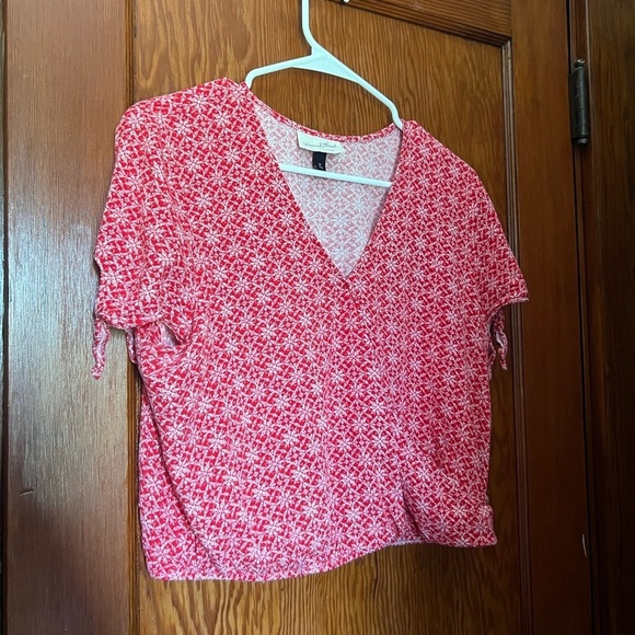 Universal Thread Tops - Universal Thread Faux Wrap Blouse Top Womens Medium Red White